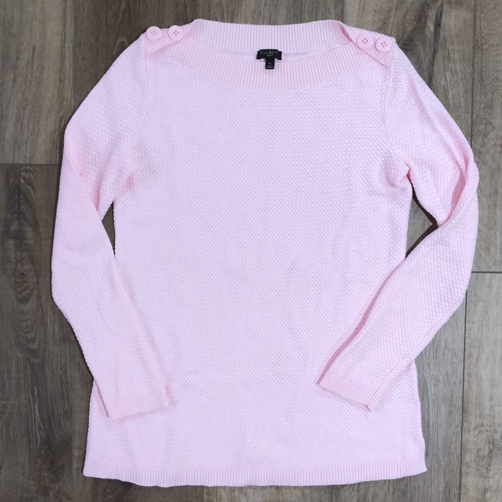 TALBOTS Petite Boat Neck Textured Tunic Sweater